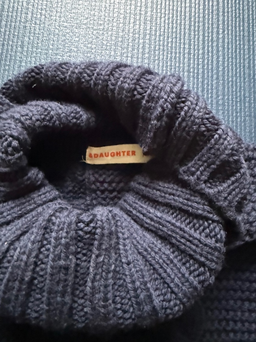 NWOT &Daughter Annis Cable-Knit Wool Turtleneck Sweater Navy Sz Small